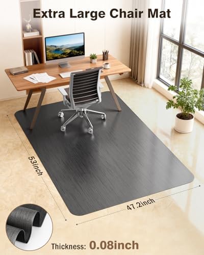 Blvornl Ultra Large Office Chair Mat for Hardwood Floor, Rolling Chair Mat for Hard Wood, Large Anti-Slip Hard Floor Protector, Heavy Duty Computer Desk Rug for Office and Home 47.2"*53" Black - Image 2