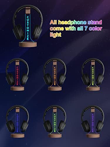 YuanDian Headphone Stand, Personalized Light up Wood Headset Holder for Desk, Gaming Headset Wood Holder RGB with 7 Color Lights for Game Room Decor, Cool Gamer Gifts for Men Boyfriend - Image 6