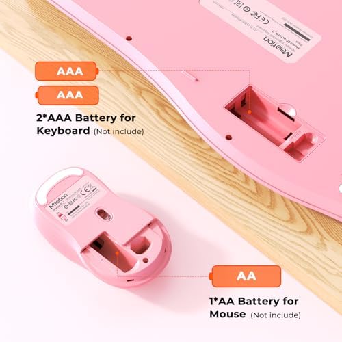 MEETION Wave Ergonomic Keyboard and Mouse Combo with Wrist Rest, Pink - Image 7