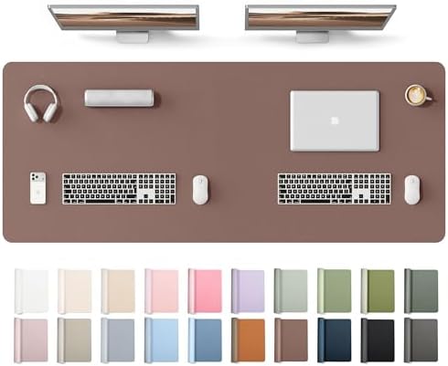 YSAGi Leather Desk Protector, Office Mat, Large Mouse Mat, Non-Slip PU Leather Blotter, Laptop Desk Mat, Waterproof Writing Pad for Office and Home(Chocolate, 63" x 24") by YSAGi