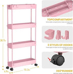 SPACELEAD 2-piece Set Slim Storage Cart 3 Tier,Bathroom Organizer Rolling Utility,Mobile Shelving Unit Slide Out for Office, Kitchen, Laundry Room & Narrow Places - Image 2