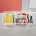 Sterilite Medium Storage Tray Containers with Sturdy Banded Rim and Textured Bottom for Desktop and Drawer Household Organization, Clear, 24 Pack - Image 6