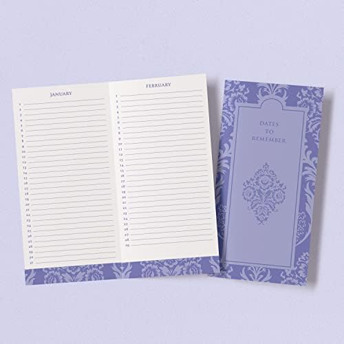 Designer Greetings Greeting Card Organizer Box with Dividers and Calendar, Decorative Lavender Damask Pattern (9.5” x 7.25” x 6”, Holds Up to 75 Greeting Cards), purple - large (711-00005-0000) - Image 5