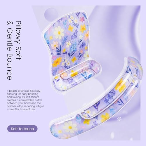 Ospelelf Mouse Pad with Wrist Rest and Ergonomic Gel Keyboard Hand Wrist, Support for Typing Gaming, Relieve Wrist Pain, Cool & Easy to Clean, for Office, Programmer, Home Computer Use Purple Floral - Image 4