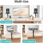 PEGZONE Clamp-on Speaker Stand Pair Heavy-Duty Desktop Speaker Mount Black - Image 6