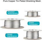 Tinned Copper Braided Cable Shielding Sleeve Metal Wire Loom Sheathing EMI RFI ESD Protector Grounding Mesh Flat Tubular Expandable 11/16" W(0.44" ID)-35FT - Image 3