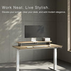 amesoba White Oak Dual‑Tier Ergonomic Desk Setup – Modern Wooden Monitor Stand & Workspace Riser, Home Office & Minimalist Aesthetic (White Oak, Large) - Image 2