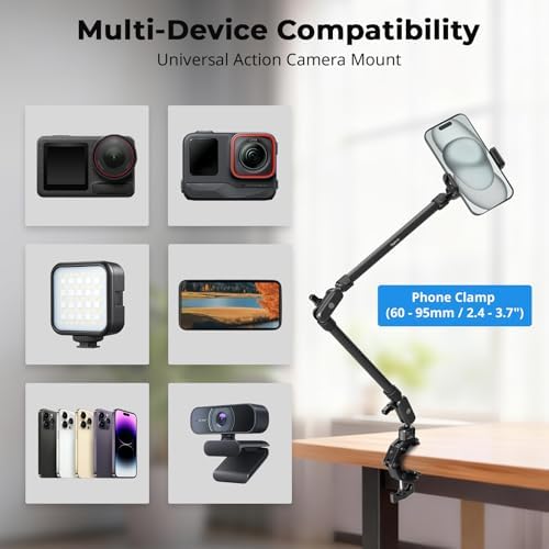 SMALLRIG 26" Magic Arm with Super Clamp, Overhead Phone Mount w/Cable Clip - Image 6