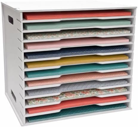 Scrapbook Paper Organizer Storage 12" x 12", 12 Slots File Sorter Storage, Desktop Paper Organizer Rack, 12 Tier Craft paper Holder for Home Office - Image 2