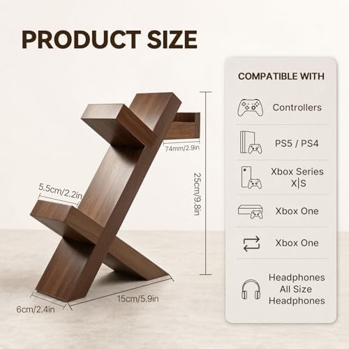 ASFSKY Wood Controller Holder and Headphone Stand, 3-in-1 Gaming Equipment - Image 3