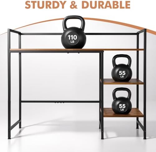 22" Desk Hutch for Computer Monitor - 3 Tier Wooden Shelf Organizer, Brown - Image 5