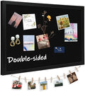 DOLLAR BOSS Double-Sided Bulletin Boards with Linen, 24"x18" Black Cork Board by DOLLARBOSS