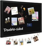 DOLLAR BOSS Double-Sided Bulletin Boards with Linen, 24"x18" Black Cork Board by DOLLARBOSS