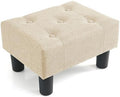 Poofzy Small Foot Stool Ottoman, Linen Ottoman Foot Rest with Legs, Rectangle Foot Rest for Couch, Footstools and Ottomans Small for Living Room and Entryway (Beige) by Poofzy
