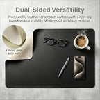 Leather Desk Pad Protector,Non-Slip Mouse Pad,Laptop Desk Pad,Office Mouse Mat,Waterproof Leather Desk Blotter,Desk Writing Pad for Office Work/Home/Decor (Black,24"x 47") - Image 3