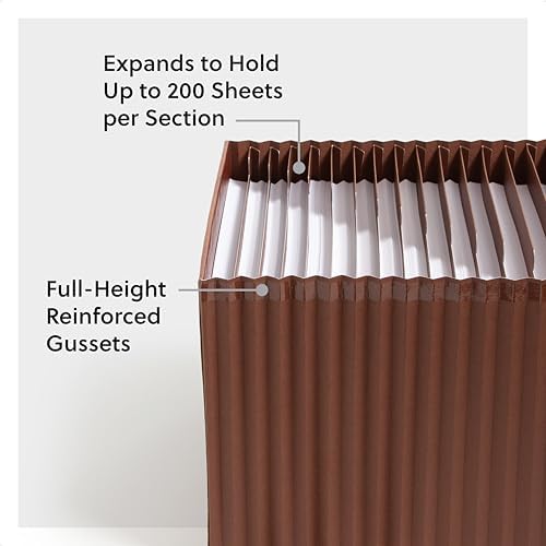 Smead Tuff Accordion File Organizer, Office Supplies, Daily 1-31 Desk Organizer, Letter Size, Premium Vegan Leather, Office Desk Accessories (73785) - Image 4