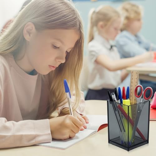 Sabary 36 Pack Acrylic Pencil Pen Holder Cup, 2.6 x 2.6 x 4 Square Storage Organizer for Pens, Colored Pencils Paintbrushes and Makeup Brush for Desk Drawers School Office Home Supplies(Black) - Image 3