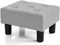 BRIAN & DANY Small Foot Stool, Linen Foot Stools with Legs, Stable Small Footstool for Living Room, Light Gray by BRIANDANY
