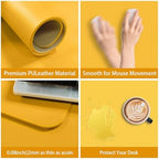 Leather Desk pad Protector, Office Mat, Large Mouse Mat, Non-Slip PU Leather Blotter, Laptop Desk Pad,Waterproof Laptop Computer Desk Keyboard Mat for Office/Work/Home/Decor (Yellow, 55in*18in) - Image 7