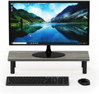 Pemberly Row Turn-N-Tube Engineered Wood Monitor Riser Stand, French Oak Gray/Black Finish, 23.62" W, Sturdy and Simple Design, Ideal for Office or Home Use - Image 5