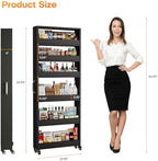 Slim Storage Cart, Lightweight 6 Tier Metal Rolling Utility Kitchen Cart on Wheels, Mobile Storage Shelving Unit Organizer for Bathroom Laundry Office Narrow Places (Black, 6" D) - Image 7
