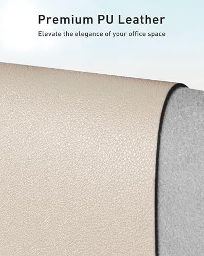 Aothia Faux Leather Desk Mat - Large Mouse Pad, Non-Slip PU Leather Blotter, Waterproof Writing Surface for Office and Home (Eggshell, 63" x 17") - Image 2