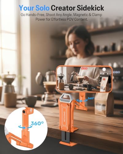 OMOTON TP02-Pro 5 in 1 Magnetic Phone Holder for Vlogging Essentials,Orange - Image 3