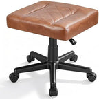 VECELO Under Desk Footrest, PU Ergonomic Foot Rest with Wheels, Comfort Padding, Height Adjustable for Relieving Leg Pain, Stiffness, and etc, Brown by VECELO