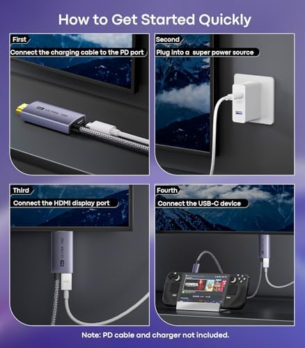 USB C to HDMI 2.1 Cable Adapter with 100W PD Charging,50Gbps,6FT - Image 5