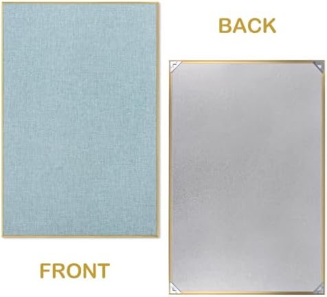 SELEAD Linen Bulletin Board 30” x 20” - Golden Aluminum Frame, Teal Fabric - Image 2