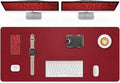 AFIING Large Desk Mat 55" x 24" - PU Leather Desk Pad Protector, Waterproof Non-Slip Extended Mouse Pad for Office Desk, Keyboard, Laptop and Home Workspace Red by AFIING
