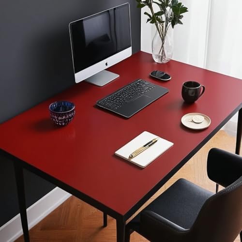 Leather Table Cover,1.8mm Thick,24x48 Inch,Table Protectors for Rectangle,Waterproof Desk Pad, Scratch - Resistant Craft Mat for Dining Table, Office Desk and Art Station(Black+Wine Red) - Image 6