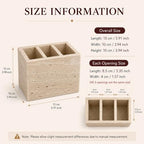 Travertine Desk Organizer, 3 Compartment Pencil Holder - Image 3