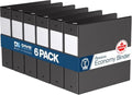 Premium Economy 3-Ring Binder, Spine Label, 3" Round Rings, Black, 6 Pack by DAVISGROUP