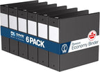 Premium Economy 3-Ring Binder, Spine Label, 3" Round Rings, Black, 6 Pack by DAVISGROUP