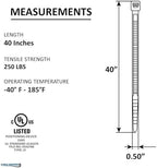 Kable Kontrol Cable Zip Ties, 40 Inch 50 Pcs, HD 250lbs Test, Natural White - Image 2