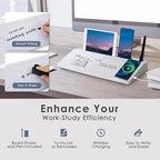 SHANTRA 16'' x 7'' Desktop Whiteboard with Wireless Phone Charger, Desk Dry Erase Board with Organizer, Computer Pad & Keyboard Stand, Small whiteboard for Home, School, Office, Desk Accessories - Image 2
