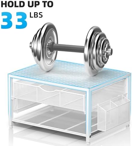 Marbrasse Wood Printer Stand for Desk, 2-Tier Desktop Printer Table for Home Office, Printer Stand with Storage Drawer 2 Pen Holders, Multi-Purpose Desk Organizer for Fax Machine Scanner(Wood White) - Image 6