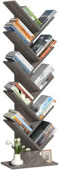 10 Tier Tree Book Shelf, Floor Standing Wood Bookshelf for Narrow Space by SHEEPAM
