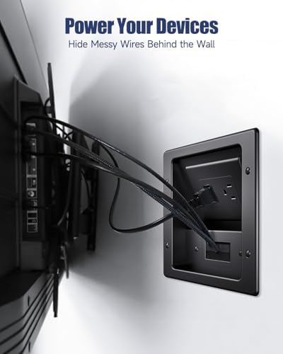 ZEXMTE in Wall Cable Management Kit, Wall Cable Concealer Kit for TV, Recessed Outlet for Low Voltage Cables, Cord Hider Fits All Plugs for Wall Mounted TV & Cable Pass Through, Black - Image 2