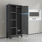 61" Metal Storage Cabinet with Lockable Doors, Cleaning Supply Cabinet with Pegboard and Hanging Rod. Garage Tool Storage Cabinets for Home, Laundry, Office, Home Kitchen Utility Cabinet - Image 3