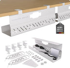 Under Desk Cable Management Tray no Drill – Wire Management - Cord Organizer – Huge Load Capacity – Under Desk Cable Tray no Drill (White, 2 Pieces Set) by UltimateSetup
