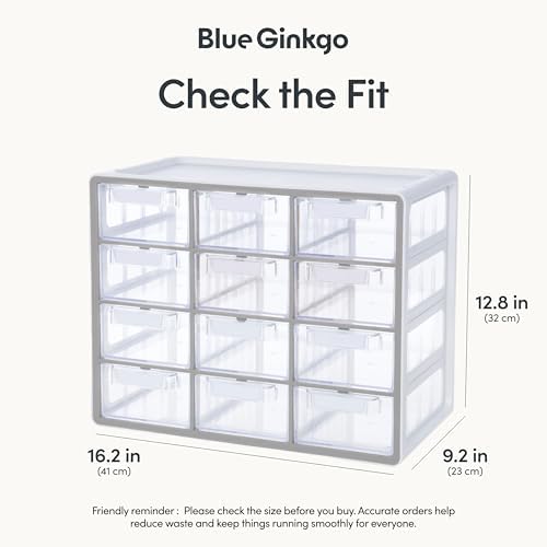 Blue Ginkgo 12-Drawer Storage Cabinet Organizer, Grey, Made in Korea - Image 2