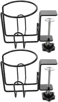 GALPADA Desk Cup Holder Clamp On Mount - Anti-Spill Bottle Rack - 2-in-1 Under Desk Headphone Hanger - Metal Coffee Mug Stand for Drink Office Accessories by GALPADA