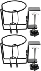 GALPADA Desk Cup Holder Clamp On Mount - Anti-Spill Bottle Rack - 2-in-1 Under Desk Headphone Hanger - Metal Coffee Mug Stand for Drink Office Accessories by GALPADA