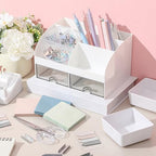 Kosiz Morandi Office Supplies Aesthetic Desk Organizer Pink Desk Accessories Gift for Pen Holder Stapler Binder Sticky Notes Paper Clips Scissor Staples Aesthetic for Women Men Students - Image 6
