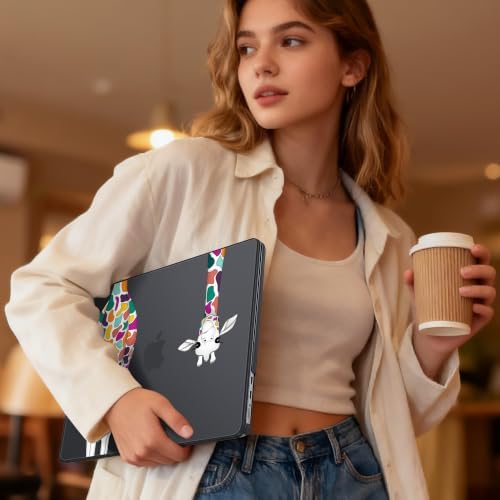 May Chen for M5 MacBook Air 13.6 Inch Case 2026 2025 2024-2022 Release M5 A3449 M4 A3240 M3 A3113 M2 A2681, Plastic Hard Shell Case for MacBook Air 13.6" with Retina Display, Black Colorful Giraffe - Image 3
