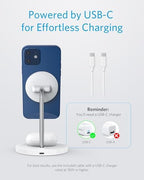 Anker iPhone 16 Wireless Charging Stand, PowerWave 2-in-1 Magnetic Stand Lite with USB-C Cable, for iPhone 16/15/14/13 Series, AirPods (No AC Adapter) (White) - Image 6