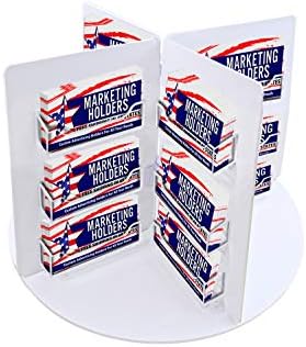 Marketing Holders Rotating Business Card Holder 24 Pocket Clear Acrylic and White PVC Lightweight Counter Organizer for 3.5" x 2" Gift Cards - Image 2