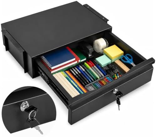 Under Desk Drawer 15.7" x 11.8" x 4.3" with Lock & Keys by Toriexon